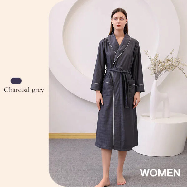 Thin satin bathrobe with quick drying water absorption for couples women's long and plus size yukata for men - Image 4