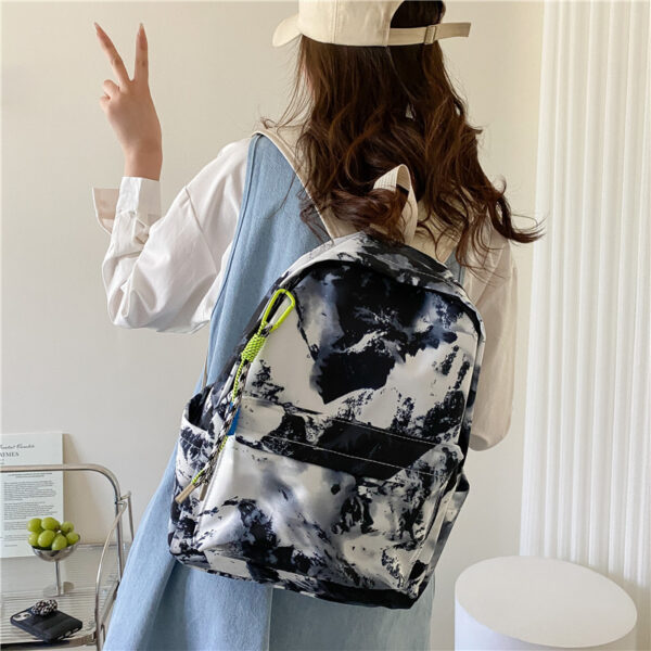 Student Schoolbag Women's Bag New Trendy Fashion Casual Backpack Western Style Simple Oil Painting Bag Travel Small Backpack - Image 5