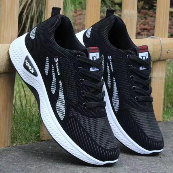 Men's shoes, trendy shoes, spring and summer waterproof and anti slip shoes, new casual shoes, soft soled running shoes, black mesh sports shoes for men - Image 2