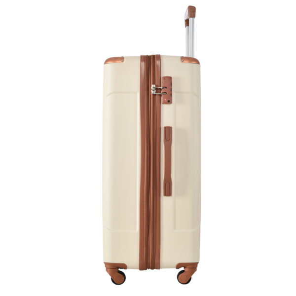Hardshell Luggage Sets 3 Pcs Spinner Suitcase with TSA Lock Lightweight 20''24''28'' Brown white + ABS - Image 15