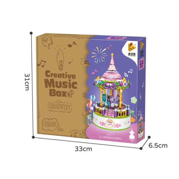 Carousel music box assembly music box ornaments building blocks children's boys and girls toys Christmas gifts - Image 5