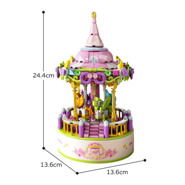 Carousel music box assembly music box ornaments building blocks children's boys and girls toys Christmas gifts - Image 4
