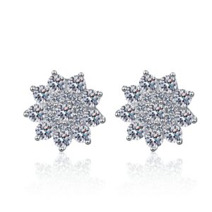 925 Sterling Silver Moissanite Zircon Stud Earrings