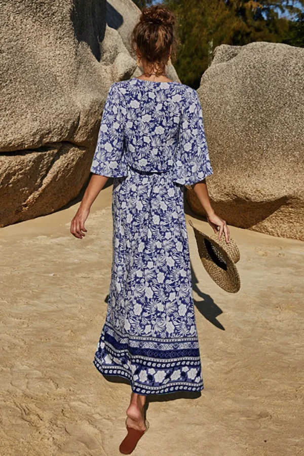 Printed Half Sleeve Top and Slit Skirt Set - Image 22