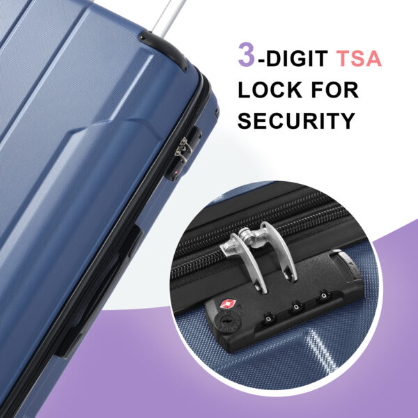 Hardshell Luggage Sets 3 Pcs Spinner Suitcase with TSA Lock Lightweight 20''24''28'' Blue + ABS - Image 13