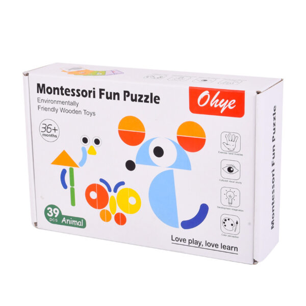 Children's Montessori fun geometry creative puzzle board puzzle development thinking early childhood enlightenment wooden toys - Image 4