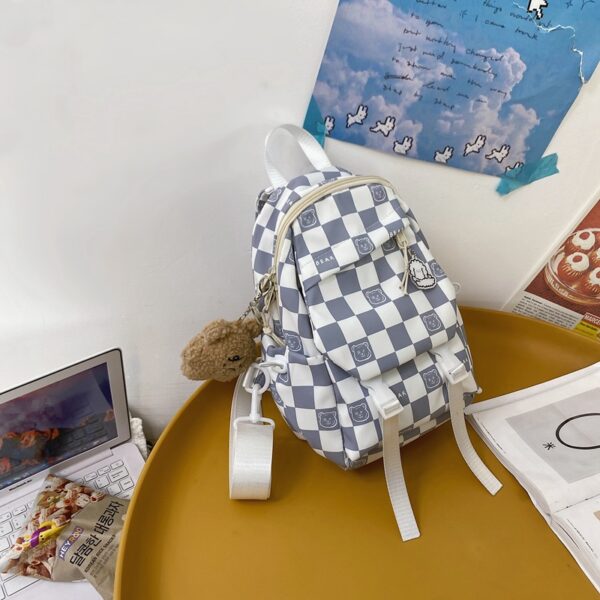 Can Be Installed Pad Tablet Large Capacity Chest Bag New Student Personality School Bag Lightweight Checkerboard Nylon Cloth Bag - Image 7