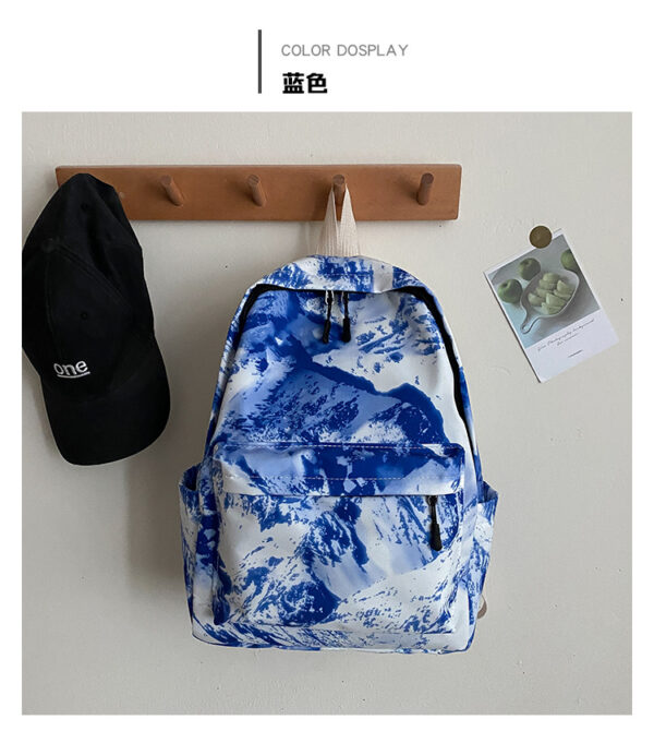 Student Schoolbag Women's Bag New Trendy Fashion Casual Backpack Western Style Simple Oil Painting Bag Travel Small Backpack - Image 3