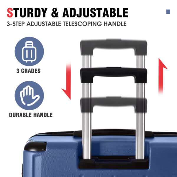 Hardshell Luggage Sets 3 Pcs Spinner Suitcase with TSA Lock Lightweight 20''24''28'' Blue + ABS - Image 17