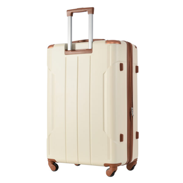 Hardshell Luggage Sets 3 Pcs Spinner Suitcase with TSA Lock Lightweight 20''24''28'' Brown white + ABS - Image 14