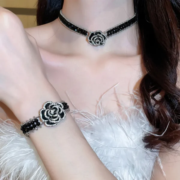 Copper Rhinestone Flower Bracelet - Image 2