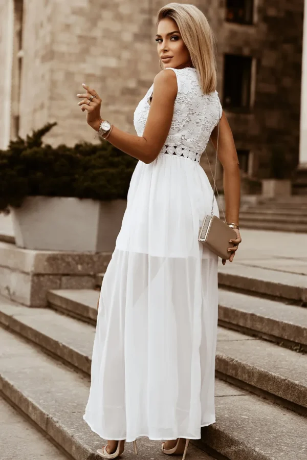 Slit Lace Detail V-Neck Dress - Image 2