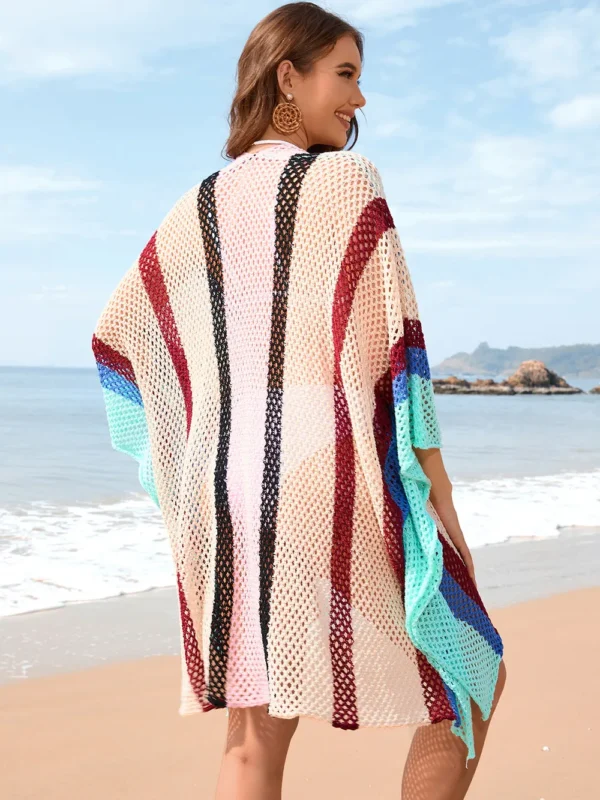 Women's Splicing Hollow Beach Skirt Loose Bikini Hoodie for Women - Image 8