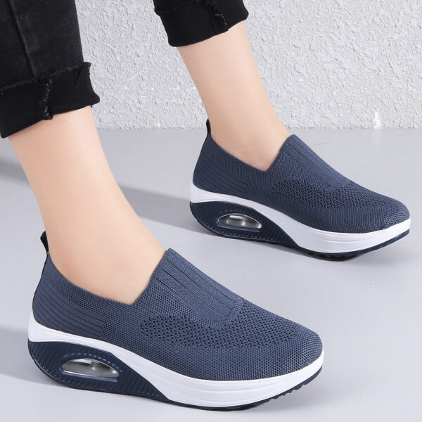 Women's shoes with thick sole and air cushion comfortable for casual sports breathable and fly woven soft soled women's shoes - Image 3