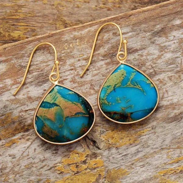 18K Gold-Plated Natural Stone Earrings - Image 3