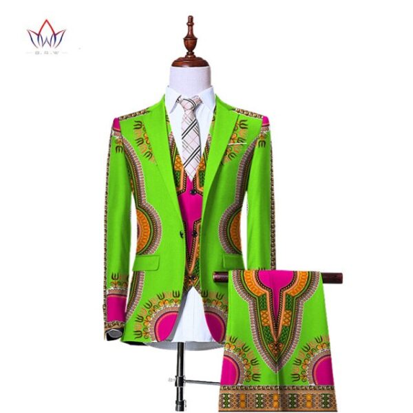 African print (Jacket+Vest+Pants)Blazers for Men 3 Piece Slim Fit Cowboy Wedding Men Suit Retro Gentleman Mens - Image 8
