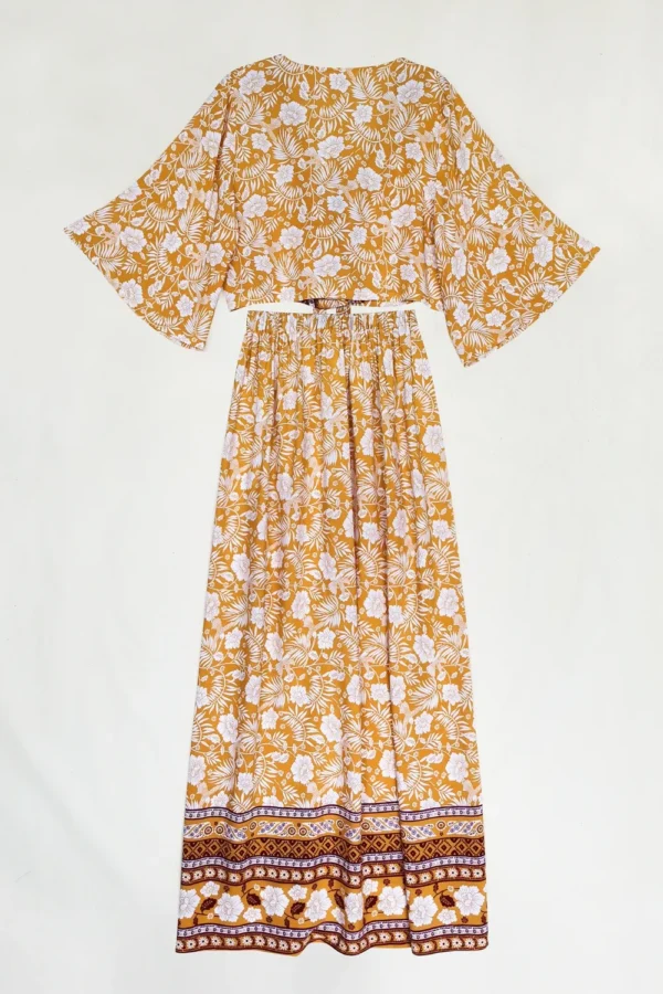 Printed Half Sleeve Top and Slit Skirt Set - Image 8