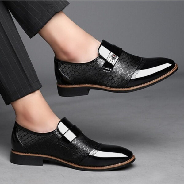 Embossed men's leather shoe covers, versatile men's casual single shoes - Image 5