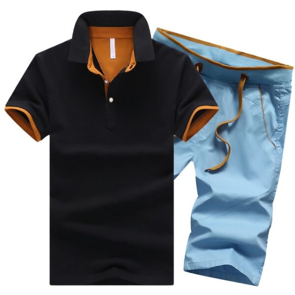 Polo shirt Cotton Mens Sets Summer Button Polo Shirts Sets Turn Down Mens Shorts 4XL Men Clothes 2 Piece Set Elastic Waist Shorts - Image 14
