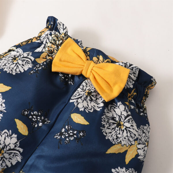 3Pcs Clothes Set Baby Girl Plain Color Ruffle Short Sleeves Bodysuit+Floral Short+Headband Lovely Summer Costume for 0-18 Months - Image 3