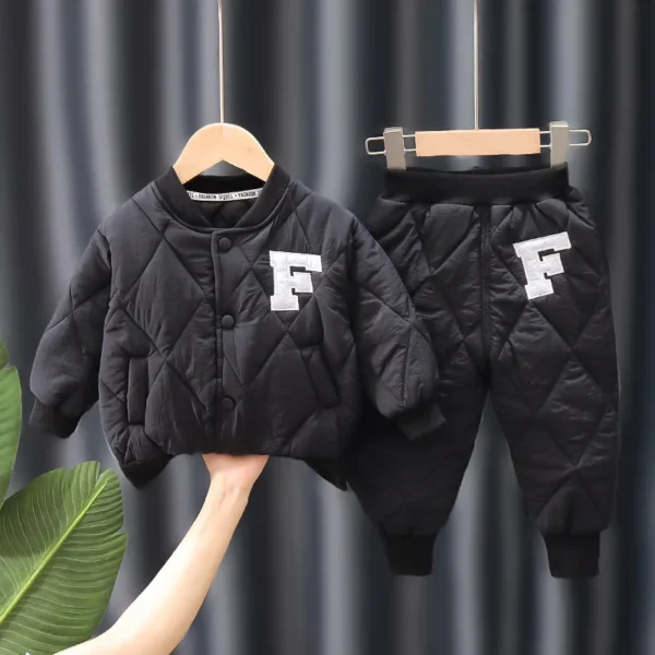 1 2 3 4 5 Years Winter Boys Clothing Sets Alphabet Fashion Warm Coat And Pants 2Pcs Boys Suits Birthday Gifts New Kids Clothes - Image 2