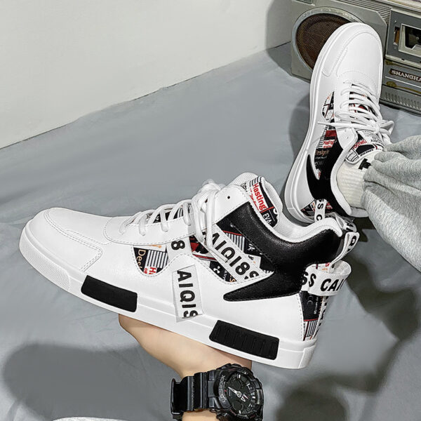 Four Seasons New Men's Casual Shoes Fashionable Outdoor Sports Shoes Trendy High Top Board Shoes - Image 3