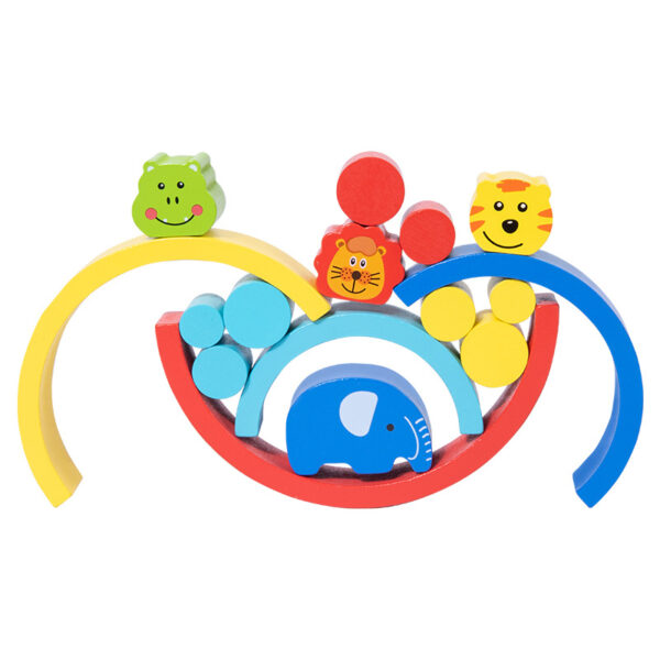 Montessori Early Education Rainbow Animal Balance Building Blocks Fun Enlightenment Kindergarten Stacker Musician Eye Coordination Stacking Height - Image 5
