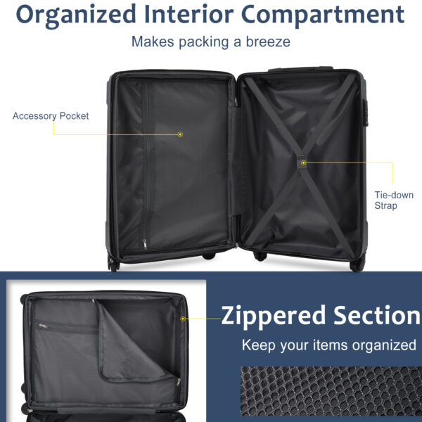 Hardshell Luggage Sets 3 Pcs Spinner Suitcase with TSA Lock Lightweight 20''24''28'' Blue + ABS - Image 14