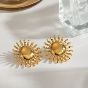 18K Gold-Plated Stainless Steel Sun Stud Earrings