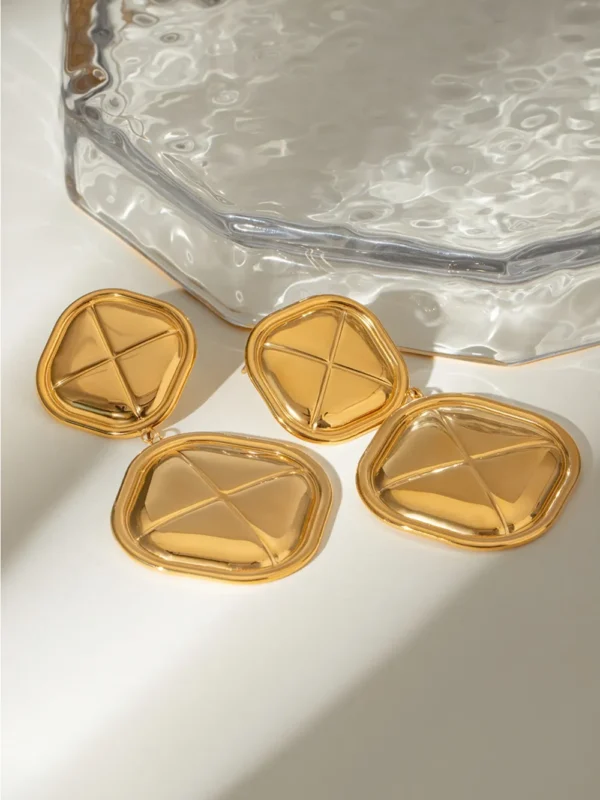 18K Gold-Plated Stainless Steel Square Earrings - Image 7