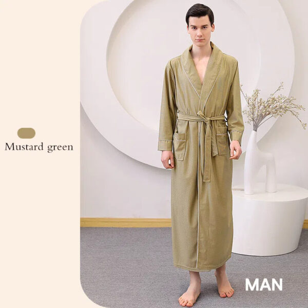 Thin satin bathrobe with quick drying water absorption for couples women's long and plus size yukata for men - Image 7