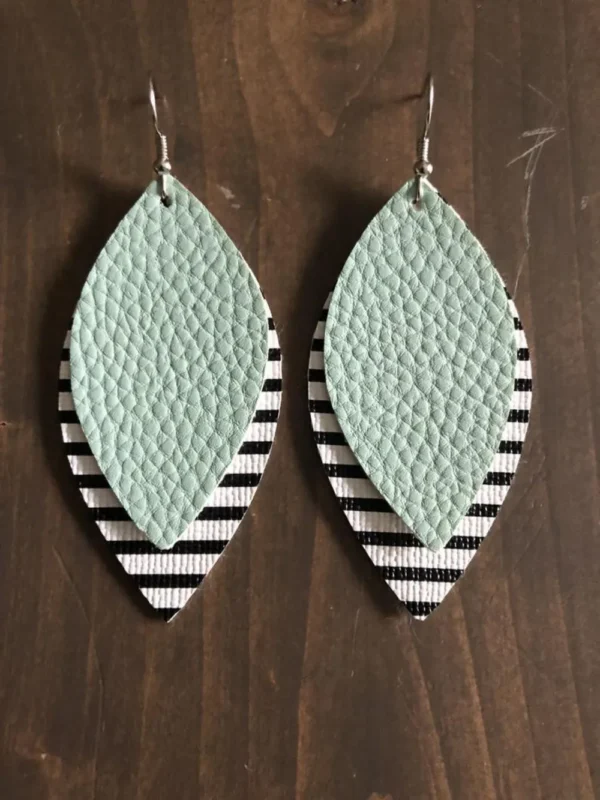 PU Leather Leaf Dangle Earrings - Image 7
