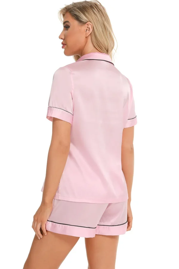 Printed Button Up Short Sleeve Top and Shorts Lounge Set - Image 20