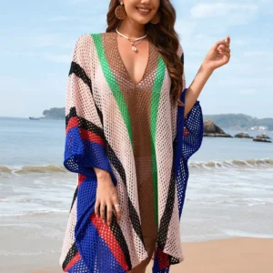 Women's Splicing Hollow Beach Skirt Loose Bikini Hoodie for Women