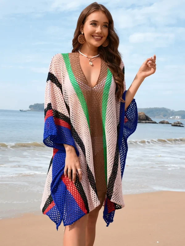 Women's Splicing Hollow Beach Skirt Loose Bikini Hoodie for Women