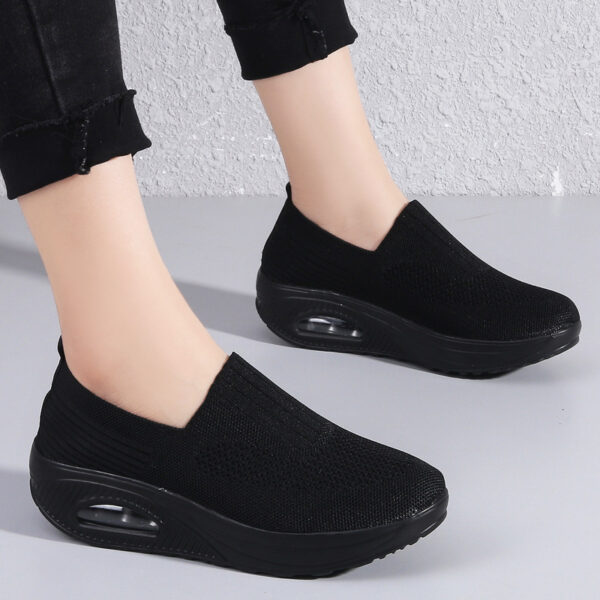 Women's shoes with thick sole and air cushion comfortable for casual sports breathable and fly woven soft soled women's shoes - Image 2