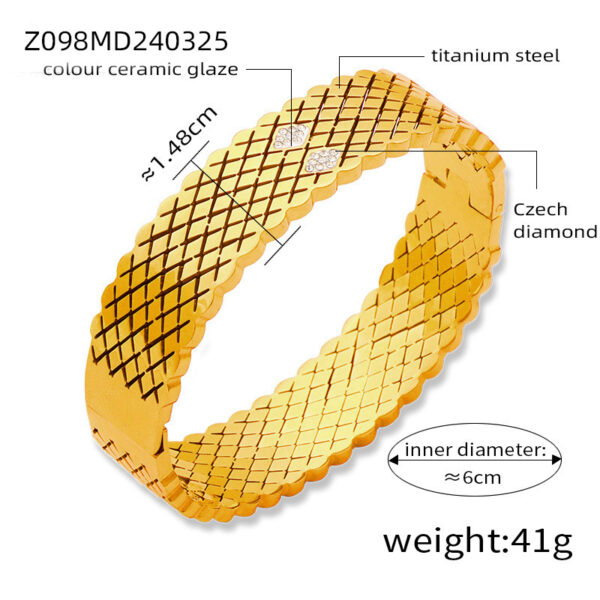 Fashion metal titanium steel bracelet with female geometric design and diamond studded spring buckle bracelet - Image 10