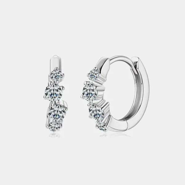 925 Sterling Silver Moissanite Huggie Earrings - Image 7