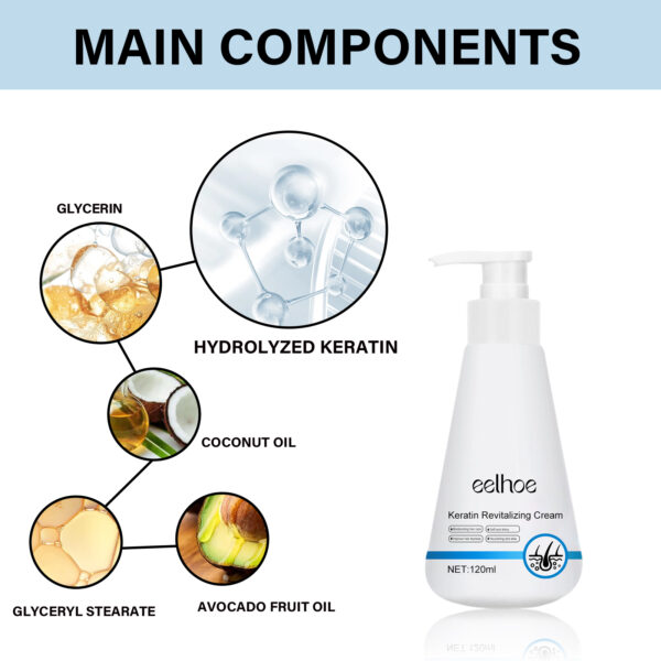 Keratin Revitalizing Cream, Long Lasting Fragrance Soft Light Smoothing Frizz Repair Split End Conditioner - Image 6