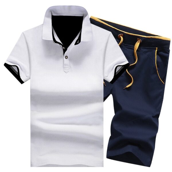 Polo shirt Cotton Mens Sets Summer Button Polo Shirts Sets Turn Down Mens Shorts 4XL Men Clothes 2 Piece Set Elastic Waist Shorts - Image 9