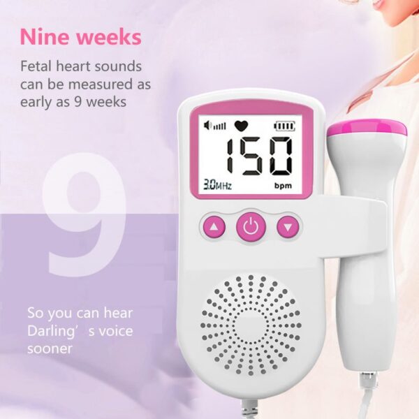 Fetal Heart Monitor Handheld Home Fetal Sound Monitor for Detecting Baby Fetal Movement and Heart Rate Auscultatory Device - Image 2