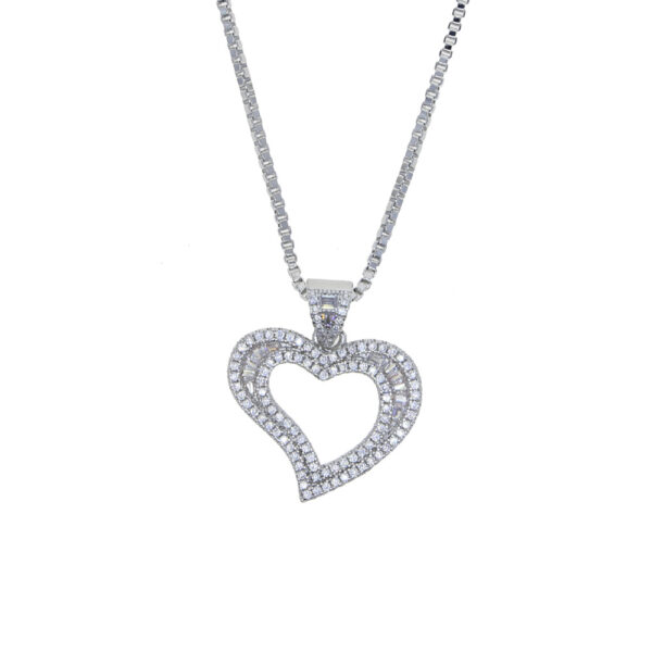 New heart-shaped zircon necklace personality trend retro copper inlaid zircon women's clavicle chain - Image 2