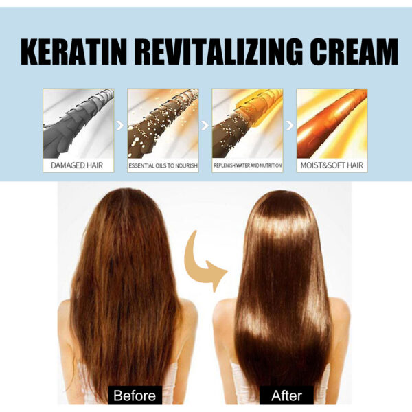 Keratin Revitalizing Cream, Long Lasting Fragrance Soft Light Smoothing Frizz Repair Split End Conditioner - Image 5
