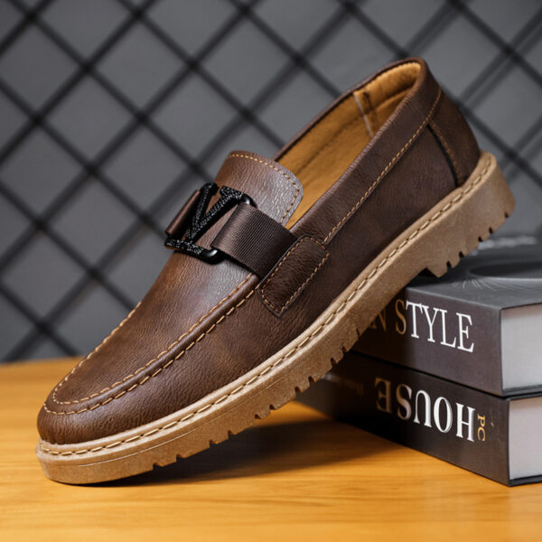 British style summer men's shoes versatile men's casual shoes business formal black leather shoes work trendy shoes - Image 7