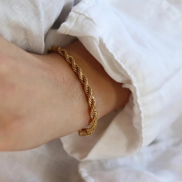 Hip hop gold Fried Dough Twists chain thick bracelet small jewelry chain - Image 3