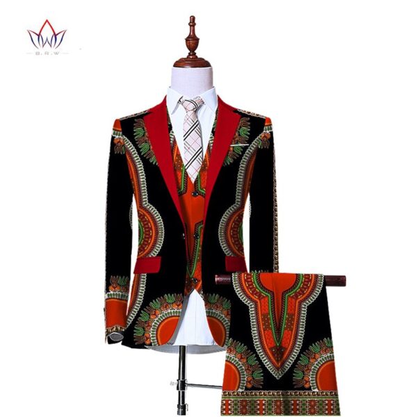 African print (Jacket+Vest+Pants)Blazers for Men 3 Piece Slim Fit Cowboy Wedding Men Suit Retro Gentleman Mens - Image 2