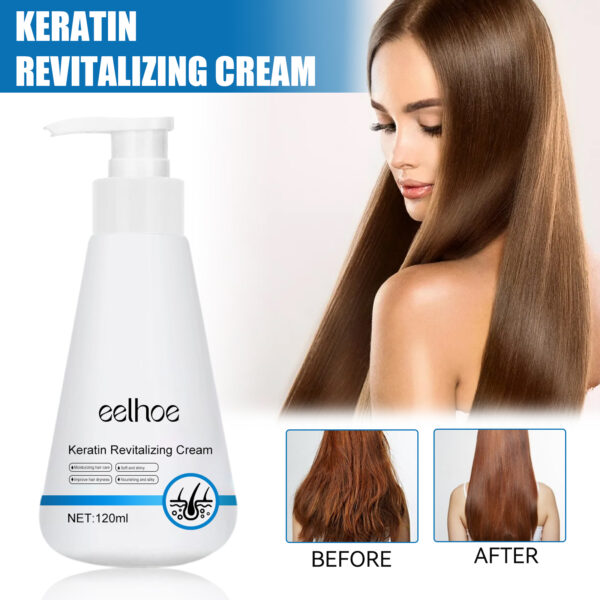 Keratin Revitalizing Cream, Long Lasting Fragrance Soft Light Smoothing Frizz Repair Split End Conditioner - Image 3