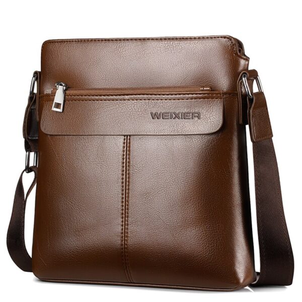 WEIXIER brand men's bag youth messenger bag zipper leather bag Ipad handbag men's shoulder bag - Image 9