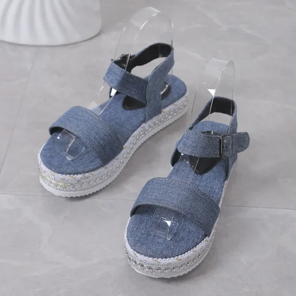 Fashionable and comfortable thick soled glossy women's sandals with fish mouth buckle for women - Image 4