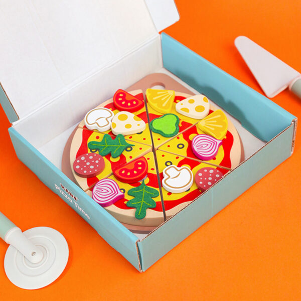 Children's early education puzzle play house simulation pizza fruits and vegetables joyful role-playing kitchen wooden toys - Image 5